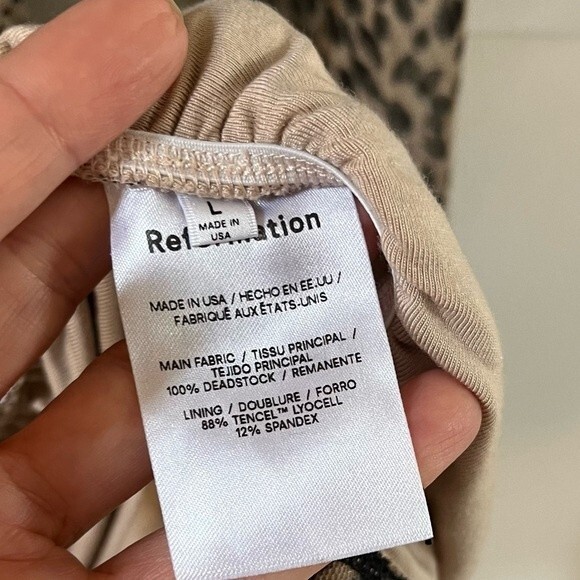 REFORMATION Tomas  Long Sleeve Mini Dress in Brown Cheetah L NWOT - Picture 9 of 15